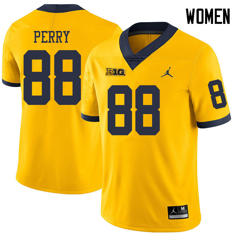 Jordan Brand Women #88 Grant Perry Michigan Wolverines College Football Jerseys Sale-Yellow
